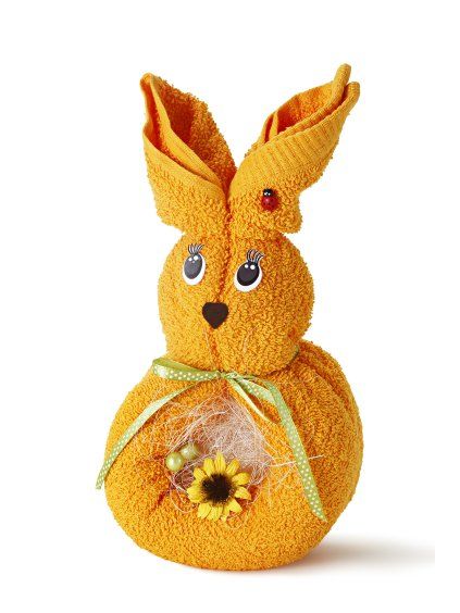 králík z ručníků oranžový