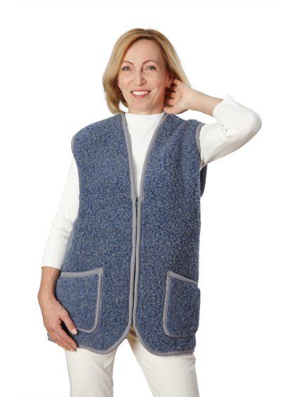 Vlněná vesta barva denim