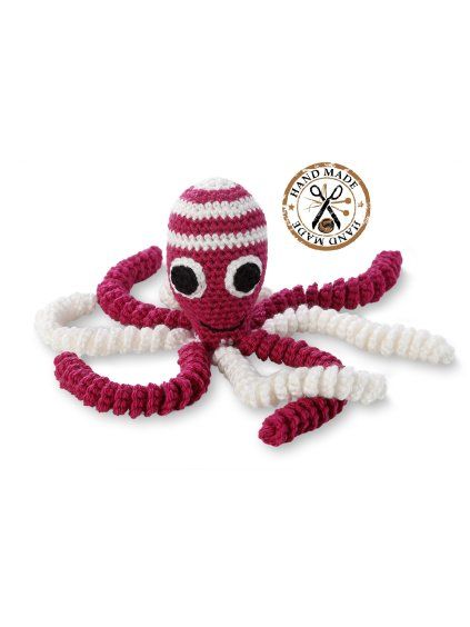 97 S17 Háčkovaná chobotnička fuchsiová, povrch 100% vlna, výplň 100% duté vlákno hand made