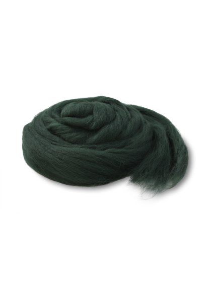 Česaná ovčí Merino vlna barva lahvově zelená